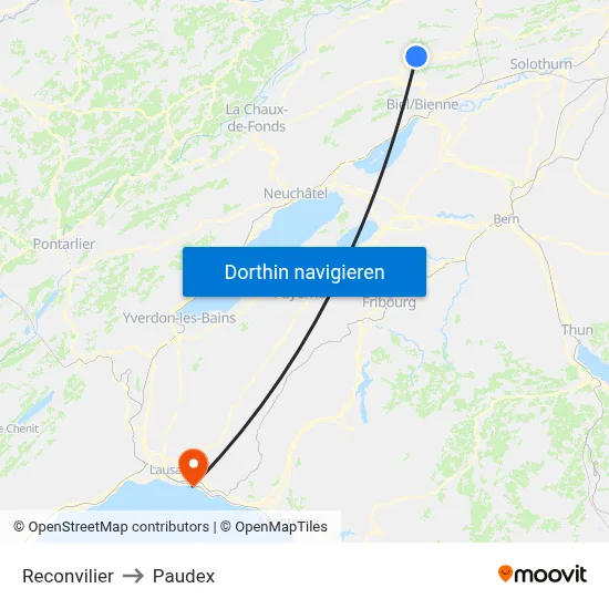 Reconvilier to Paudex map