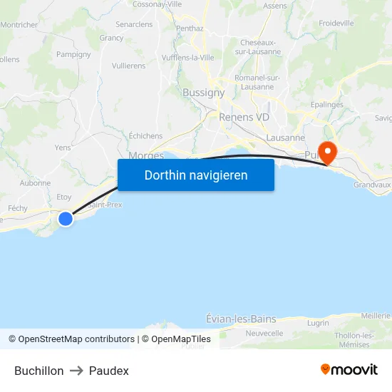 Buchillon to Paudex map