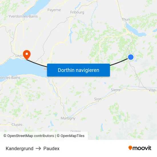 Kandergrund to Paudex map