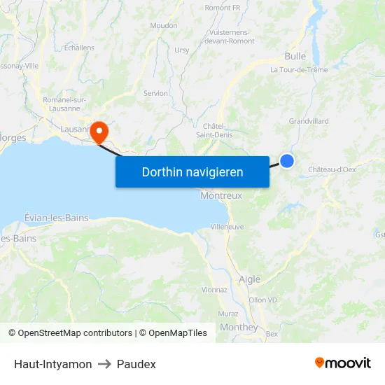 Haut-Intyamon to Paudex map