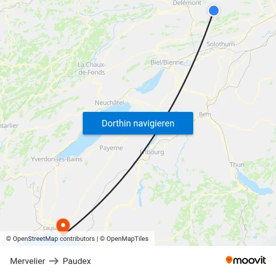 Mervelier to Paudex map