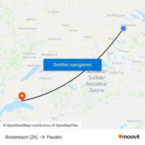 Rickenbach (Zh) to Paudex map