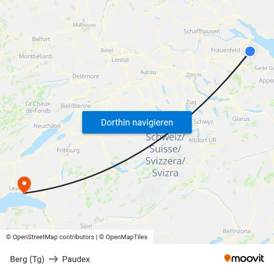 Berg (Tg) to Paudex map