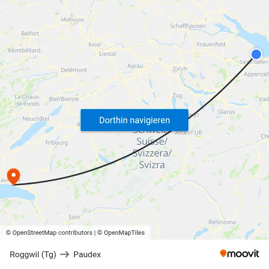 Roggwil (Tg) to Paudex map