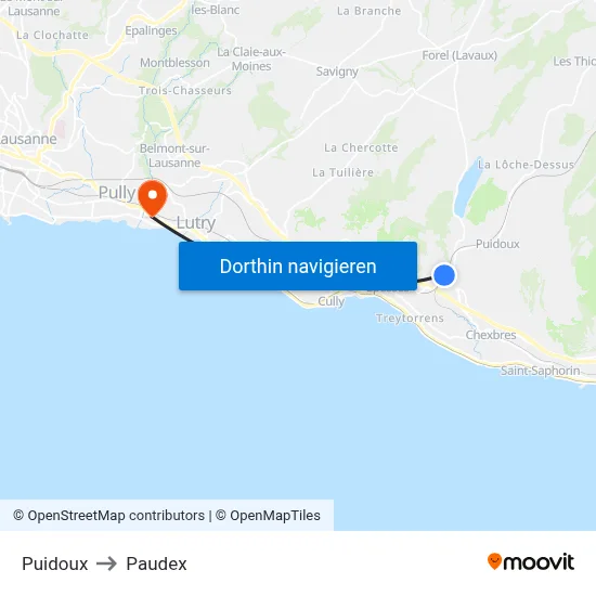 Puidoux to Paudex map