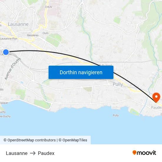 Lausanne to Paudex map