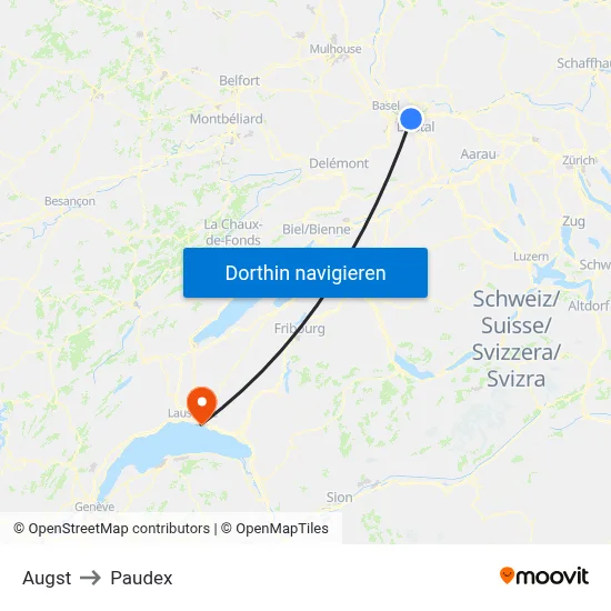 Augst to Paudex map