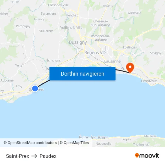 Saint-Prex to Paudex map
