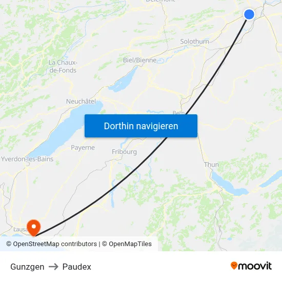Gunzgen to Paudex map
