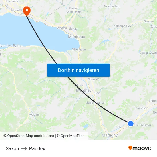 Saxon to Paudex map