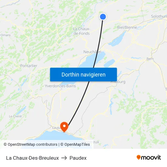 La Chaux-Des-Breuleux to Paudex map