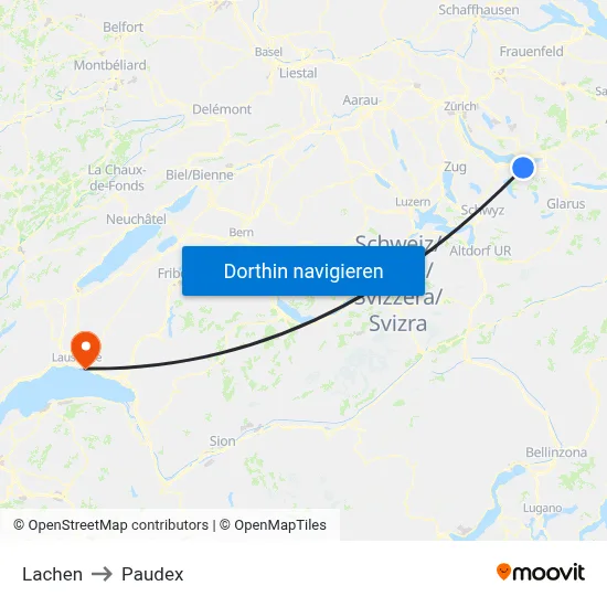 Lachen to Paudex map