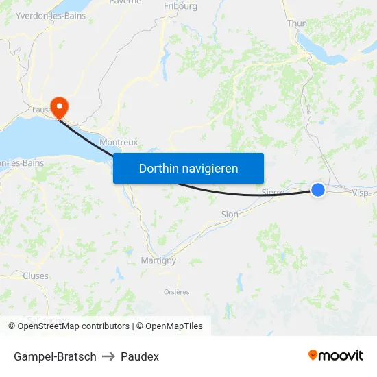 Gampel-Bratsch to Paudex map