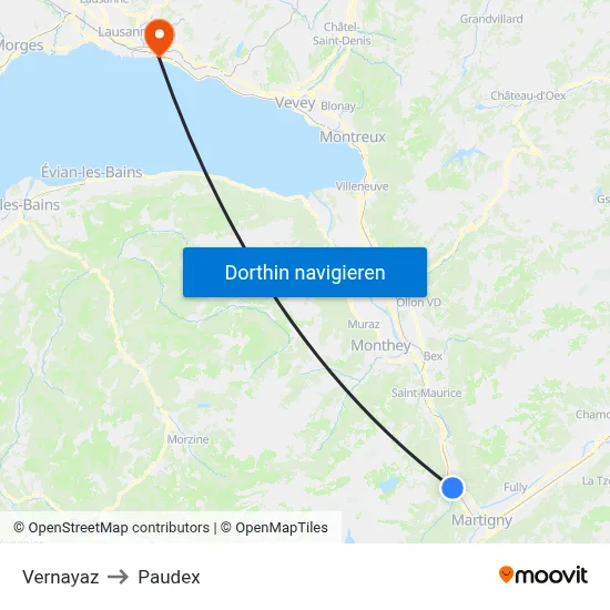 Vernayaz to Paudex map