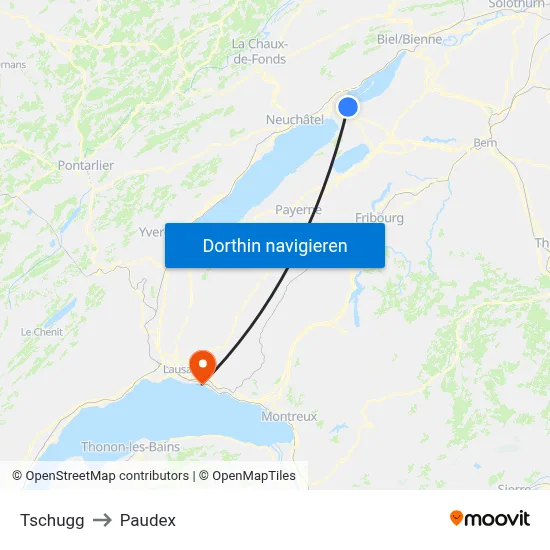 Tschugg to Paudex map