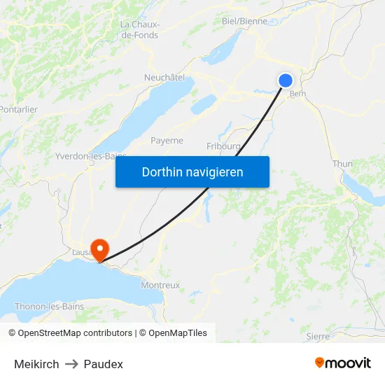 Meikirch to Paudex map