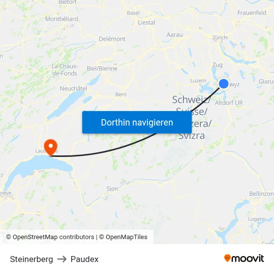 Steinerberg to Paudex map