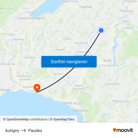 Autigny to Paudex map