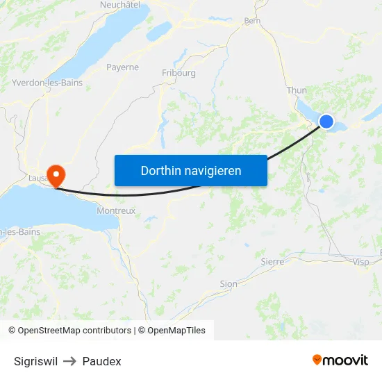 Sigriswil to Paudex map