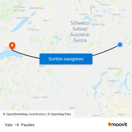 Vals to Paudex map