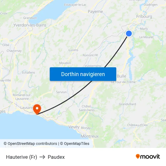 Hauterive (Fr) to Paudex map