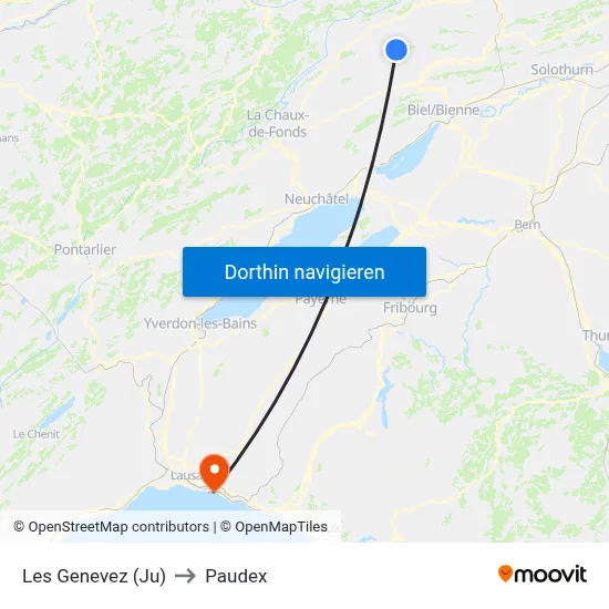 Les Genevez (Ju) to Paudex map