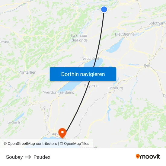 Soubey to Paudex map