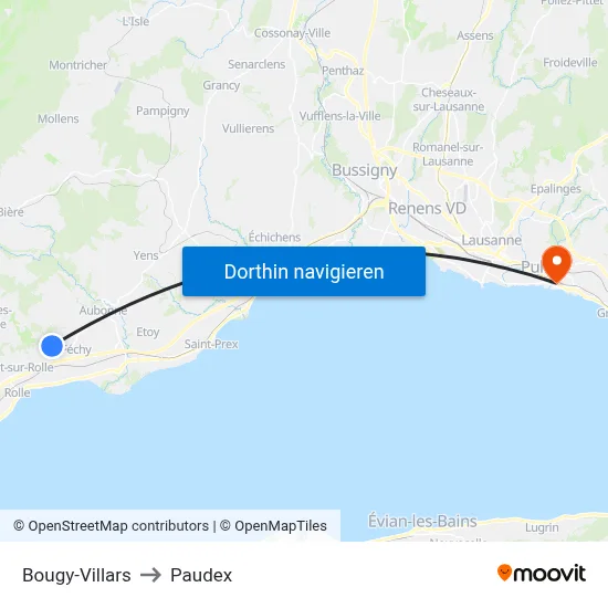 Bougy-Villars to Paudex map