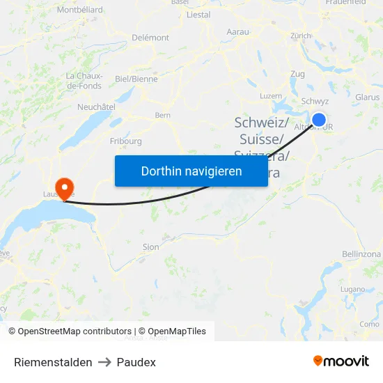 Riemenstalden to Paudex map