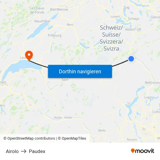 Airolo to Paudex map