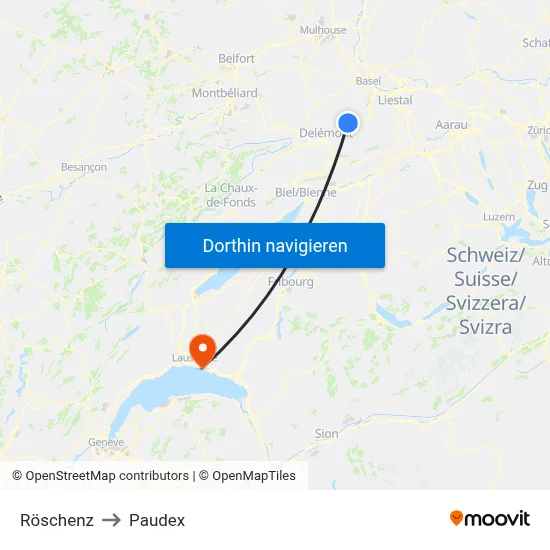 Röschenz to Paudex map