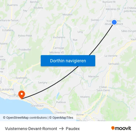 Vuisternens-Devant-Romont to Paudex map