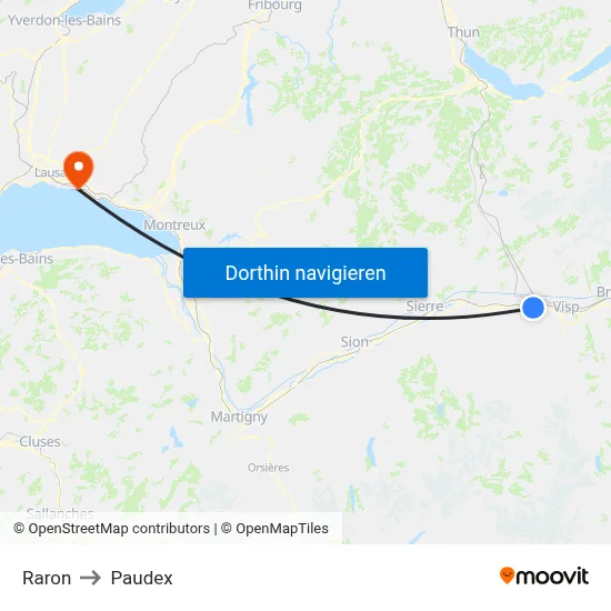 Raron to Paudex map