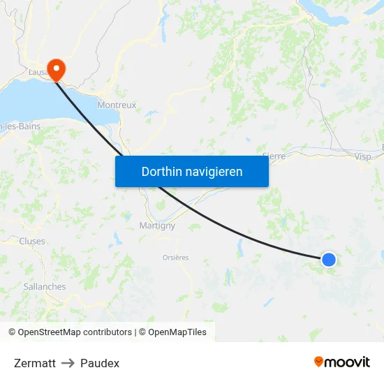 Zermatt to Paudex map