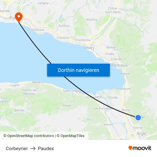 Corbeyrier to Paudex map