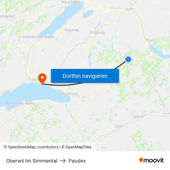 Oberwil Im Simmental to Paudex map