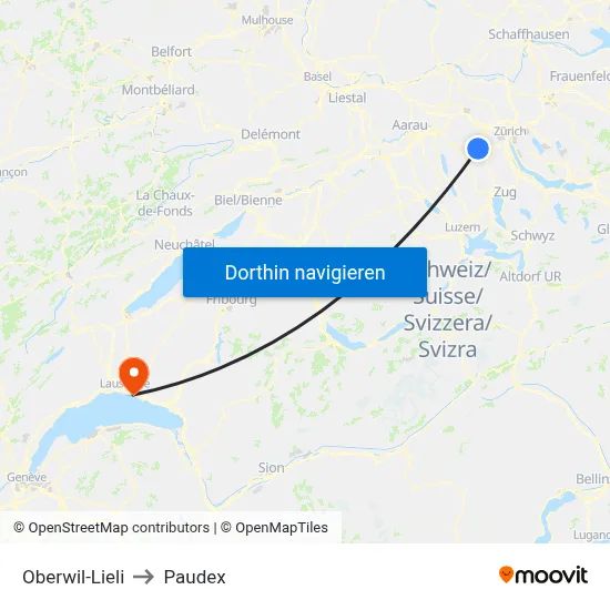 Oberwil-Lieli to Paudex map