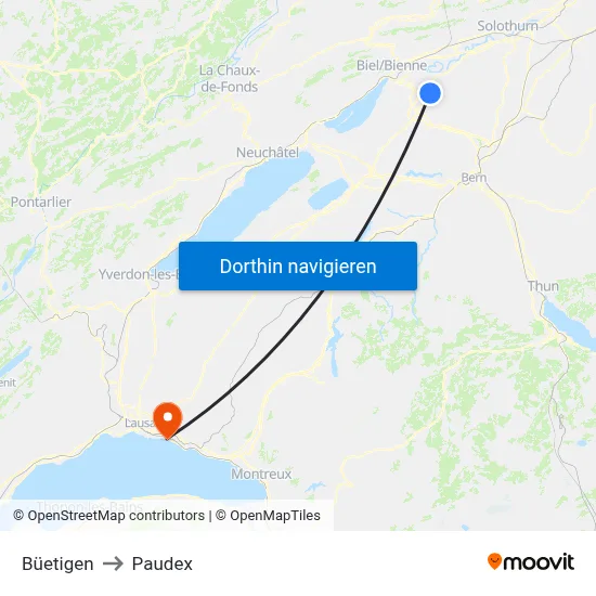 Büetigen to Paudex map