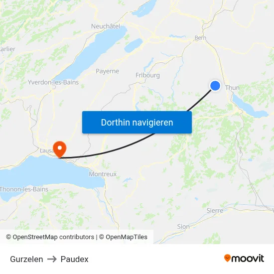 Gurzelen to Paudex map