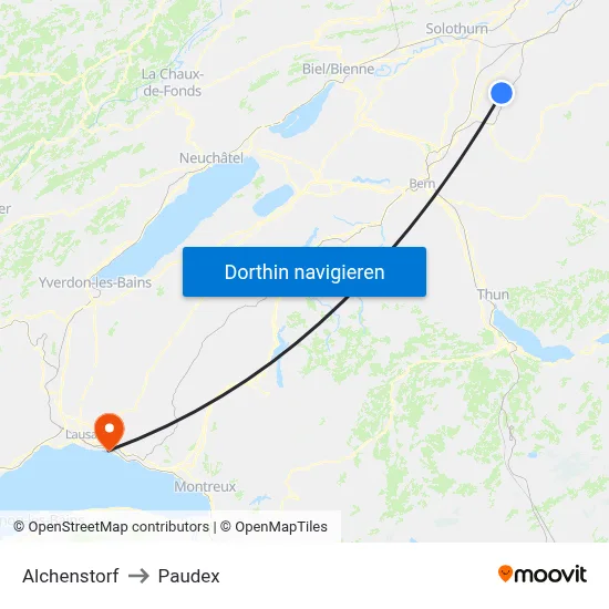 Alchenstorf to Paudex map