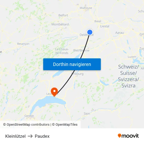 Kleinlützel to Paudex map