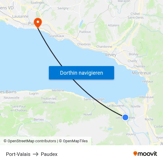 Port-Valais to Paudex map
