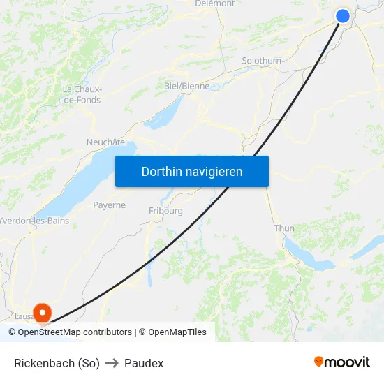 Rickenbach (So) to Paudex map