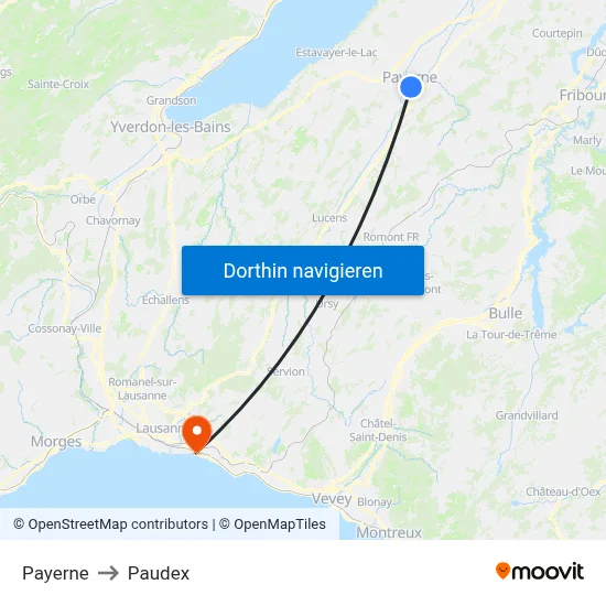 Payerne to Paudex map