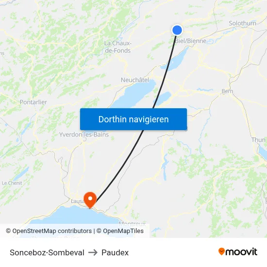 Sonceboz-Sombeval to Paudex map