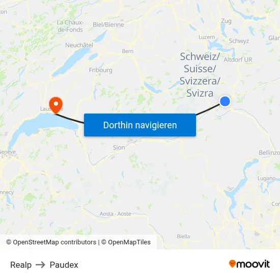 Realp to Paudex map