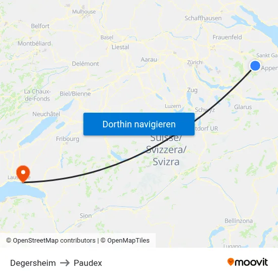 Degersheim to Paudex map
