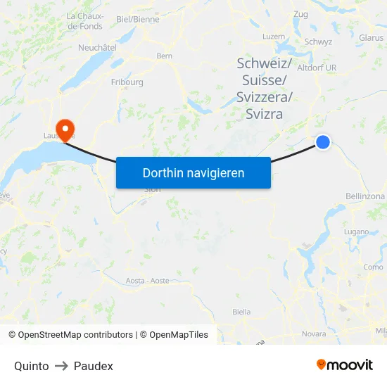 Quinto to Paudex map