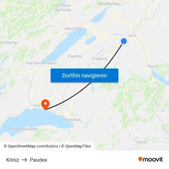 Köniz to Paudex map