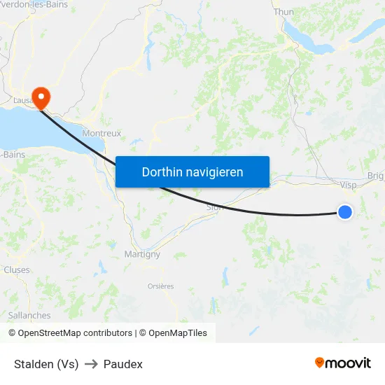 Stalden (Vs) to Paudex map